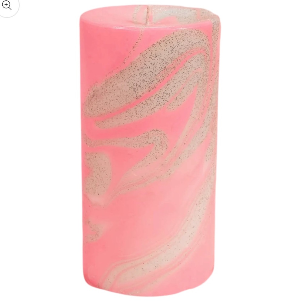 Pink Glitter Marble Candle